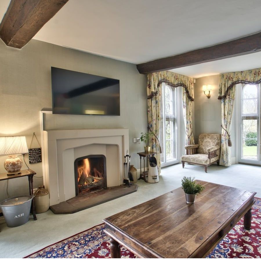 cosy living area with open fire